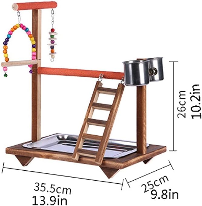 Bird Cage Parrot Bird Stand Tiger Skin Wooden Bird Stand Parrot Playground Chew Toy with Swing Canaries Parrot Bird Cages (Color : A)