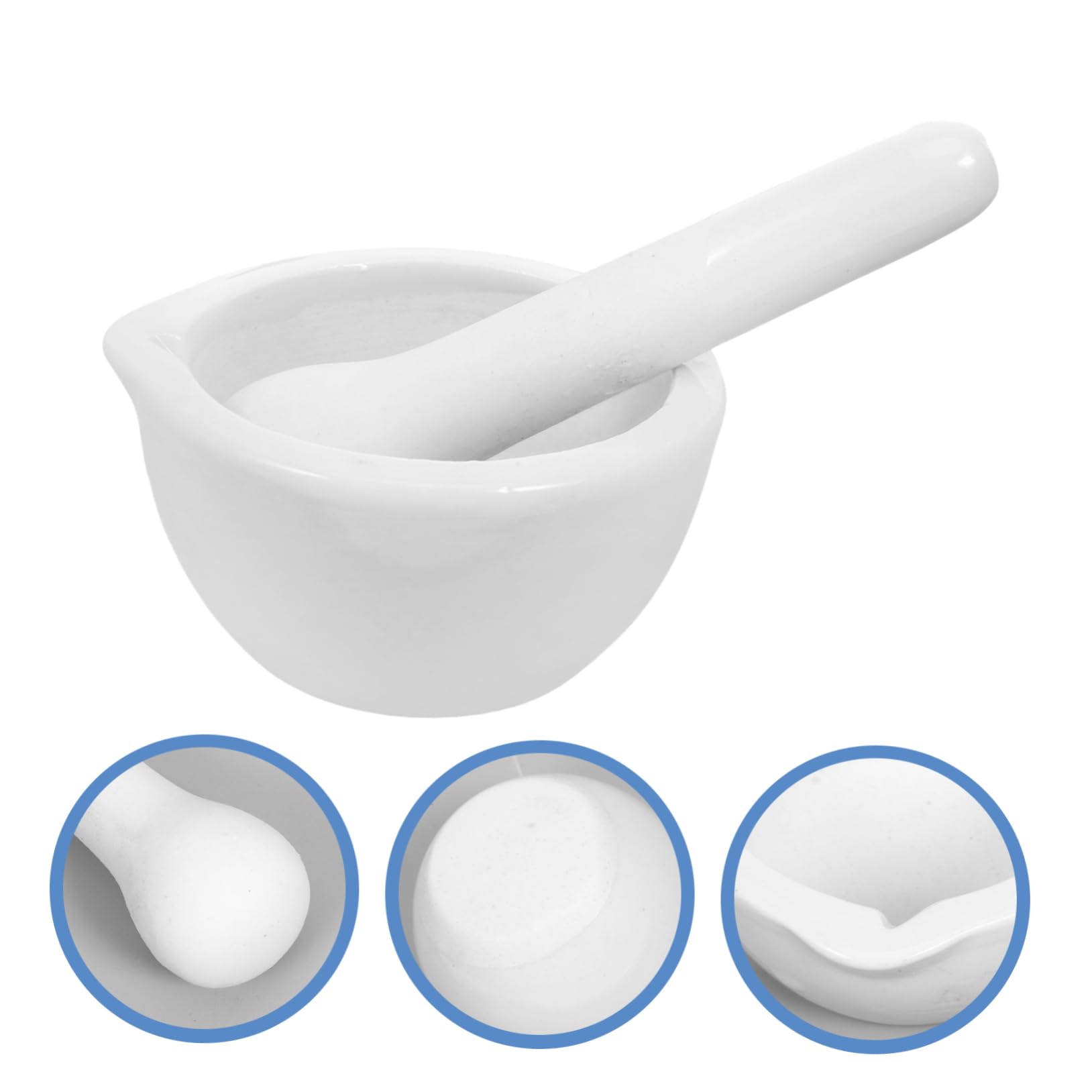 Garneck Mini mortaio in porcellana con pestello, piccolo mortaio da 60 mm, ideale per macinare spezie ed erbe aromatiche, con pratico beccuccio per una facile maneggevolezza