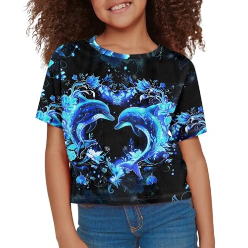 Image of Kids Crop Top Short Sleeve T-Shirts for Girls Size 5-14