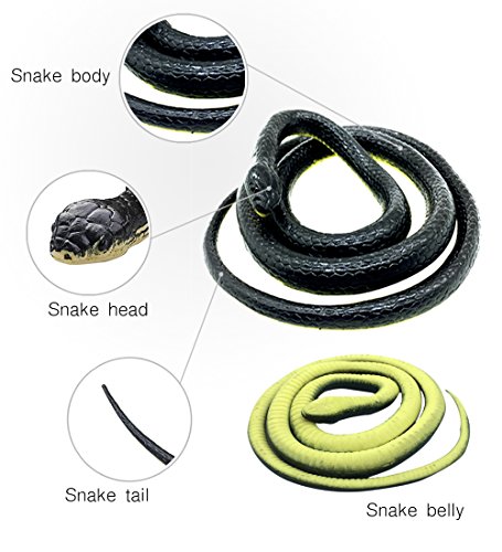 Brandon-super Realistic Rubber Black Snake 52 Inch Long Scare Toy