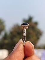 Vista 3 de SilverDia - Anillo de compromiso de 2 quilates con diamantes de ónix negro con doble halo oculto, anillo de compromiso delicado de media eternidad