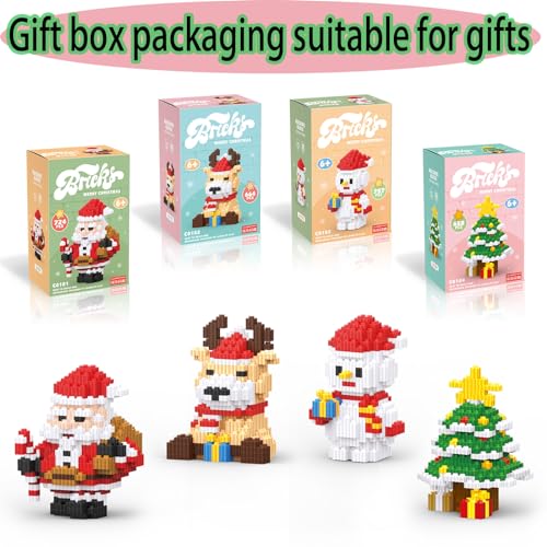 Image of 2023 Building Blocks Christmas Toys Sets 4 in 1 Micro Blocks Stacking Toy New Toys Holiday Present Box New Year Birthday Gifts for Kids 6-12 Years Old Girls and Boys (4IN1)