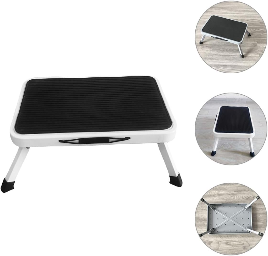 Folding Step Stool for Adults Metal Stool Thick Platform for Shower Bedroom Kitchen