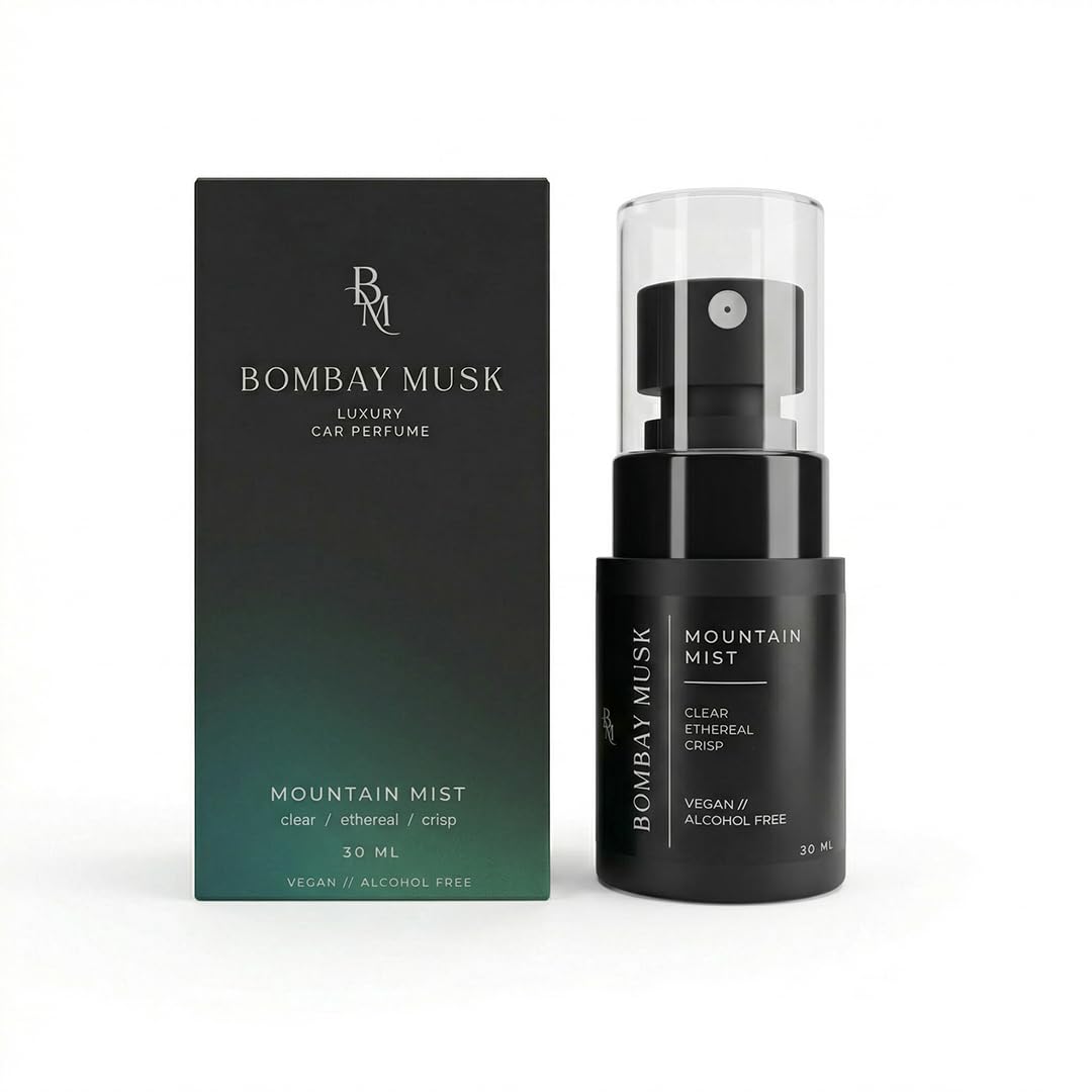 Bombay Musk Mountain Mist Luxury Car Perfume | Long Lasting Car Fragrance & Car Freshener | Alcohol Free & Plant Based | 60+ Days | 200+ Sprays | Perfume for Car