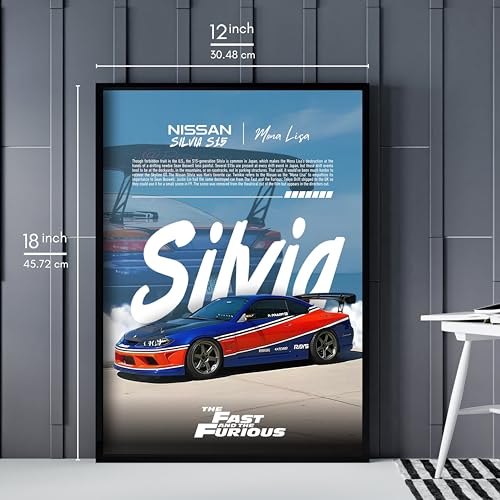 Image of Posternet NISSAN Silvia S15 Wall Poster Frames | 12x18 inch | Fast and Furious Themed JDM Cars | Hanging Wall Artwork Frames for Living Room, Bedroom, Office and Etc