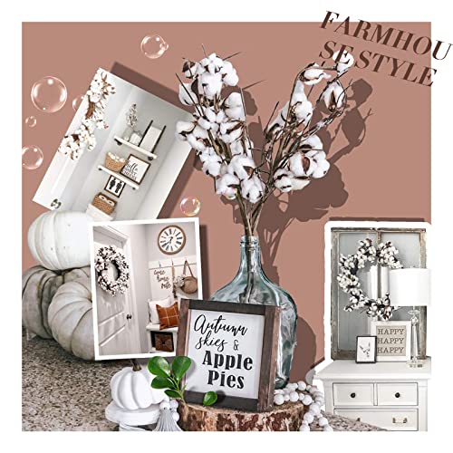 Real Cotton Wreath - 18"- 23" Adjustable Stems For Front Door Festival Hanging Decorations Welcome Decor Made From Natural White Cotton Flowers Bolls #TOP6