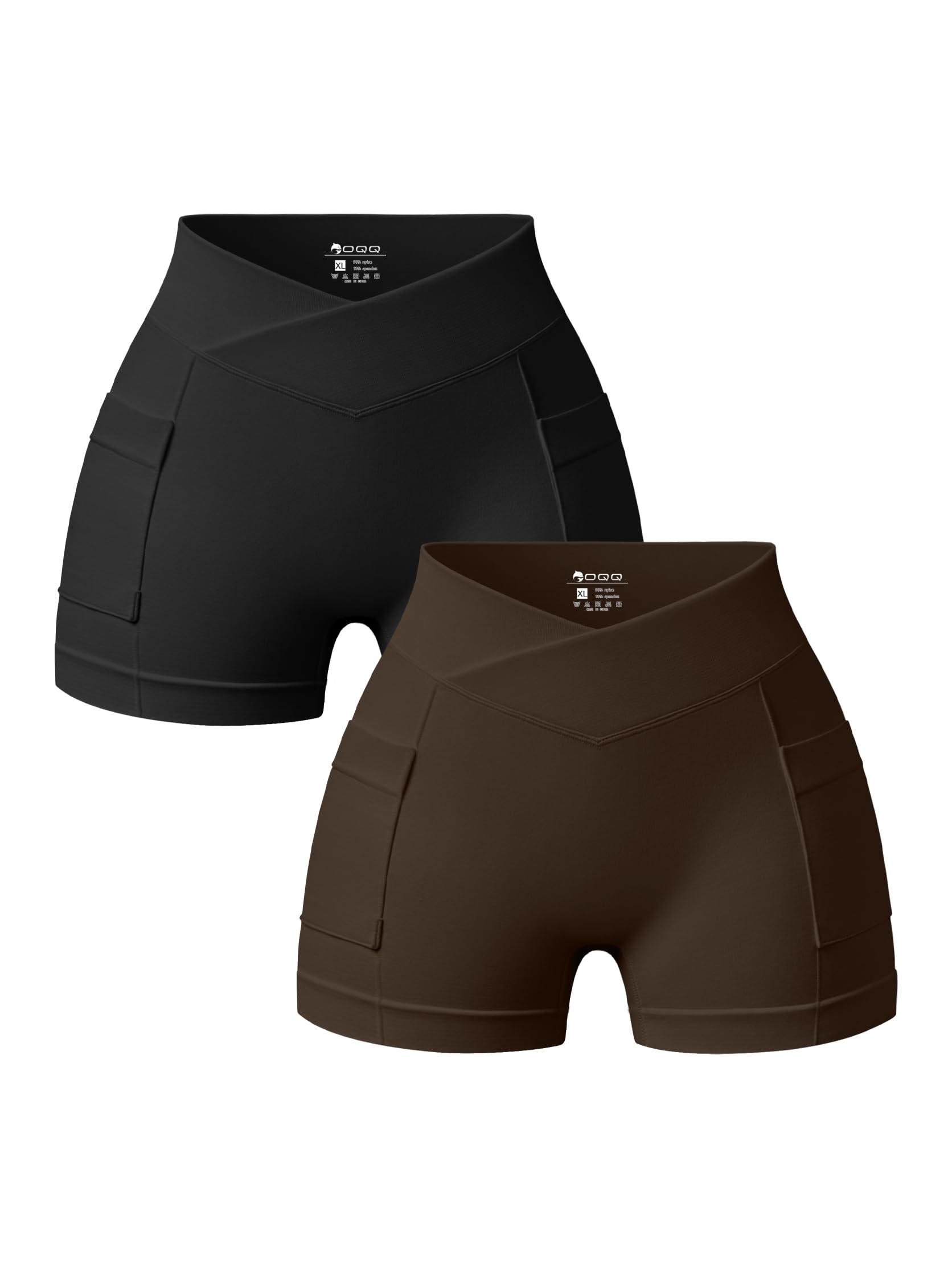 Women's High Waist Yoga Shorts Mini Shorts with Pockets 2-Pack Athletic Workout Shorts-image-13