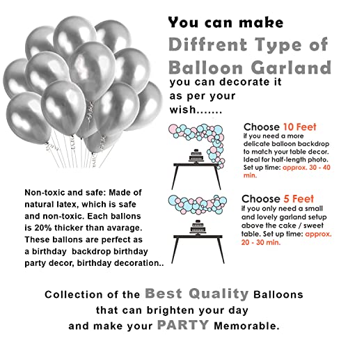 Image of Party Propz Silver Balloons for Decoration - 10Pcs Set with Foil Star Balloons for Decoration, Confetti, Metallic Balloons
