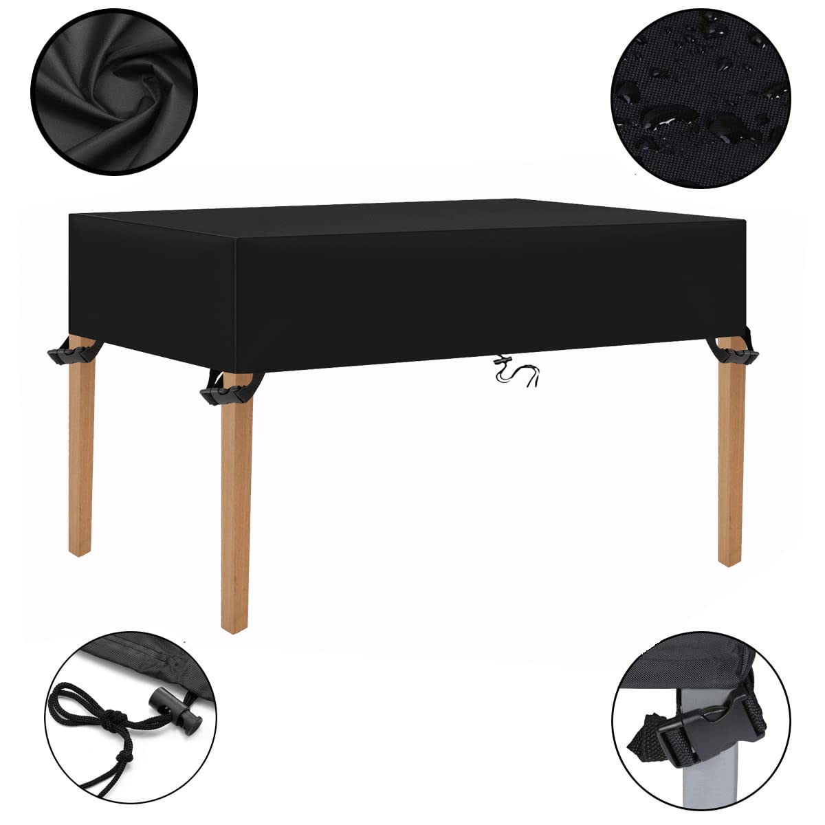 Housse Salon de Jardin 150x90x15cm Housse de Table Jardin Rectangulaire Couverture de Protection Meubles ​Bâche Salon de Jardin Imperméable Anti-UV Tissu 600D Oxford Bache Table Exterieur