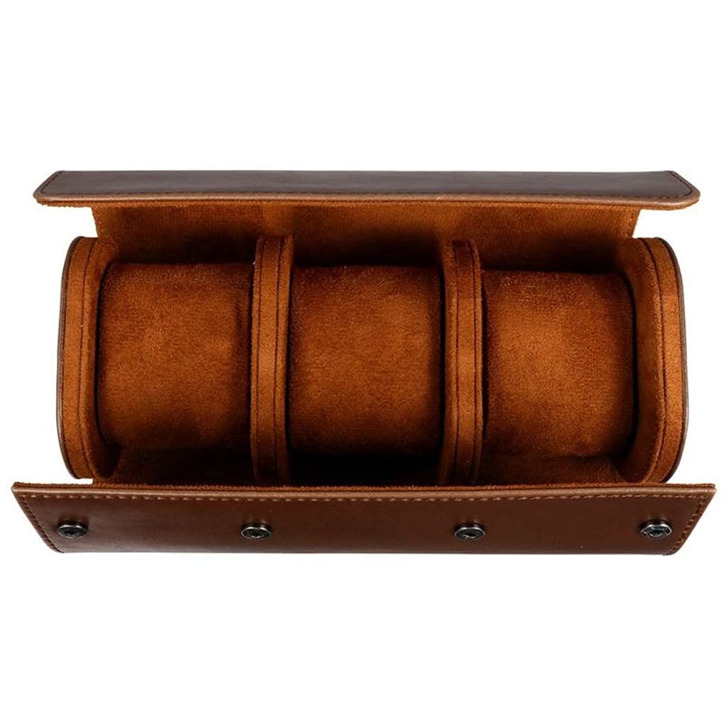 Boîte à montre 3 fentes étui de rangement portable en simili cuir noir pour voyage et maison