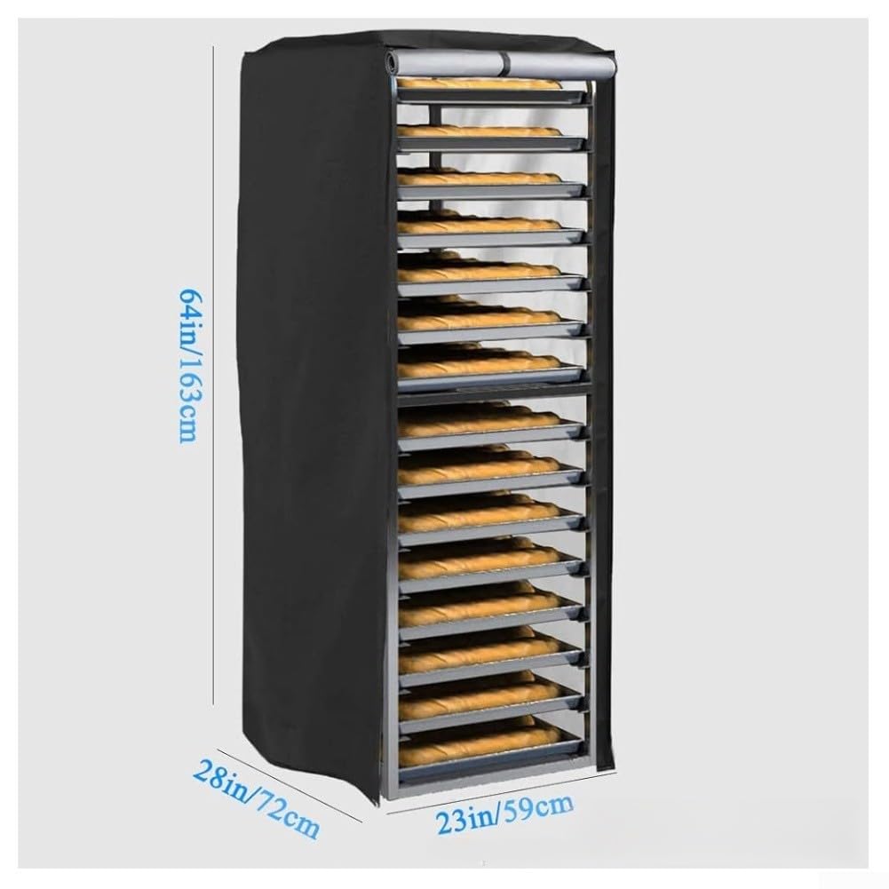 Housse robuste pour étagère de boulangerie 420D | avec fenêtre transparente, protection étanche à la poussière | pour poêle à pain à 20 niveaux, feuille de rangement ventilée 58,4 x 71,1 x
