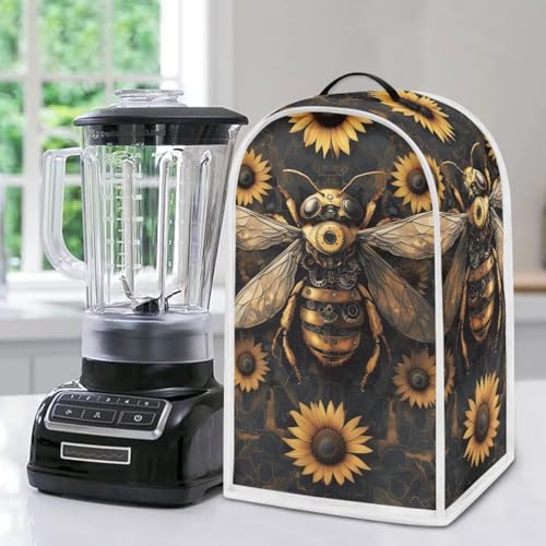 Image of Talayituse Bee Sunflower Print Blender Dust Cover, Fingerprint Protection Cover for Stand Mixer or Coffee Machine, Home Kitchen Appliance Covers for Stain Dust Resistant Supplies