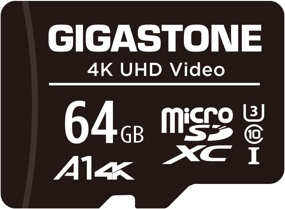 GIGASTONE 64GB Micro SD Card, A1 V30 4K Video Recording, Surveillance Security Cam Action Camera Drone Professional, 90MB/s Micro SDXC UHS-I A1 Class 10, with Adapter-image-20