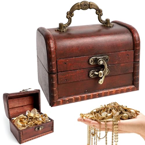 Ya en mundofriki.es: Cofre del Tesoro de Madera Vintage, Pequeño Cofre del Tesoro Pirata, Ideal para Búsqueda del Tesoros para Niños, para Regalos para Decorar Fiestas de Piratas, Almacenamiento, Regalo Infantiles