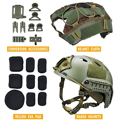 Actionunion Tactical Airsoft Paintball Fast Helmet With Cover Pj Type Adjustable Protective Nvg Mount Formulticam Military Sports Hunting Shooting (Od-Wl) #TOP1