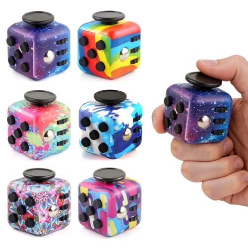 6 Pack Fidget Cubes Infinity Cube Toys for Adults & Kids, Multi-Sided Sensory Anxiety Relief Toys for ADD, ADHD, OCD, Autism, Cool Handheld Fidget Gadgets for Stress and Focus (Mix)