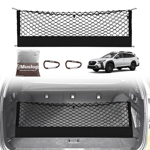 Muslogy Truck Bed Cargo Net Trunk Netting Compatible with 2015-2025 2026 Outback Accessories Pickup Cargo Organizer SUV Sedan Storage Net w/Heavy Duty Carabiners