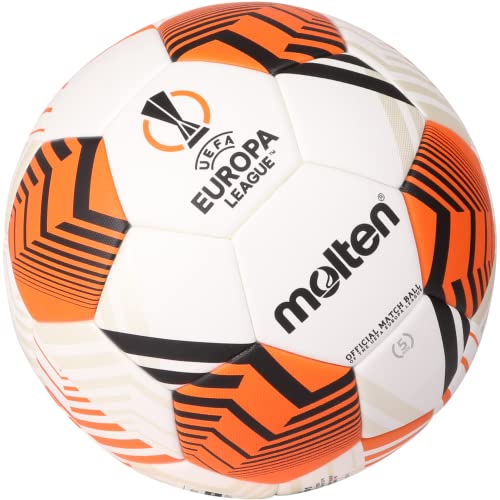 Uefa Europa League Uel Official Football, White/Orange/Black, Model: 5000 'Match Ball', Size 5 #TOP3