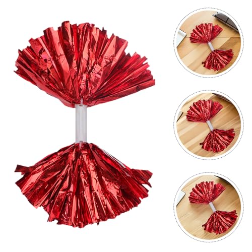 Pompons rouges de cheerleading robustes en plastique et métal - 7