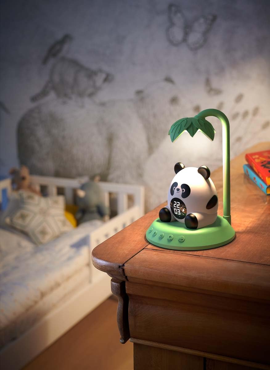 BigBen SLKIDSPANDA - Despertador Infantil Educativo con luz guía quitamiedos Intensidad Regulable, Temporizador, 6 melodías, Verde