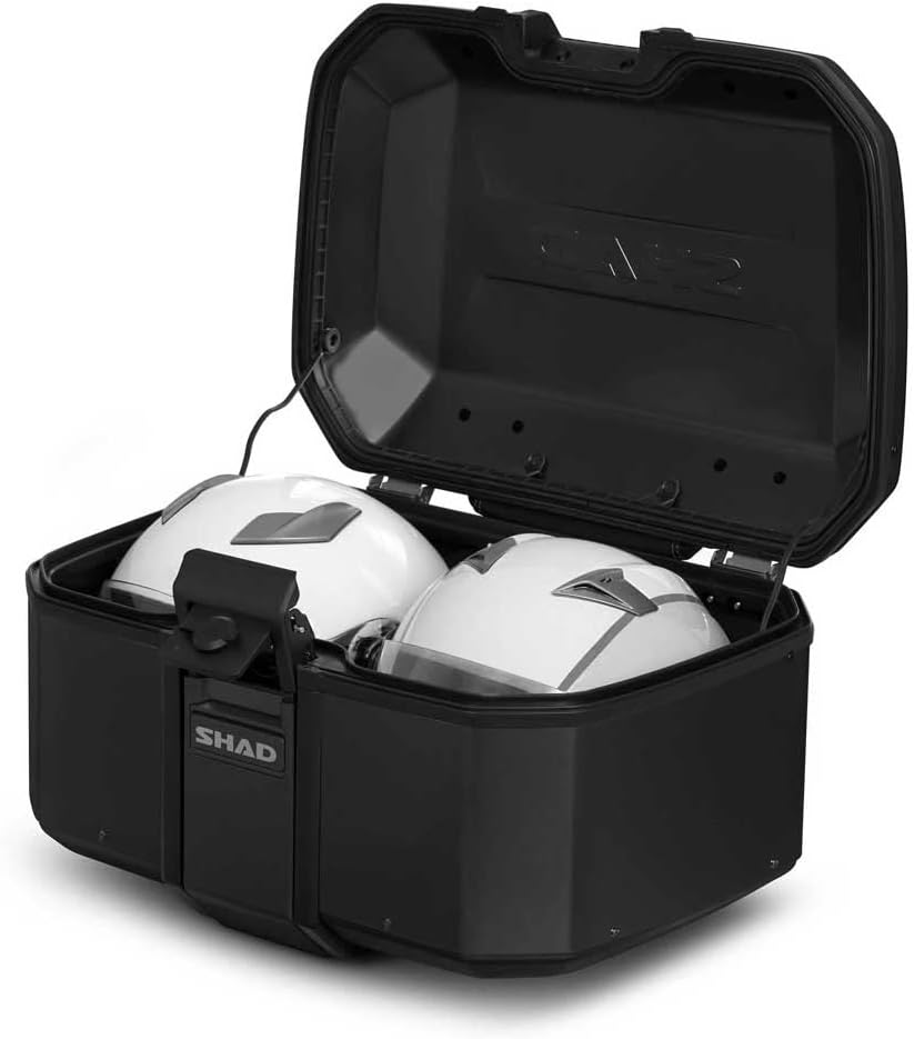 Shad TR55 Terra Pure Black Top Case with two helmets inside