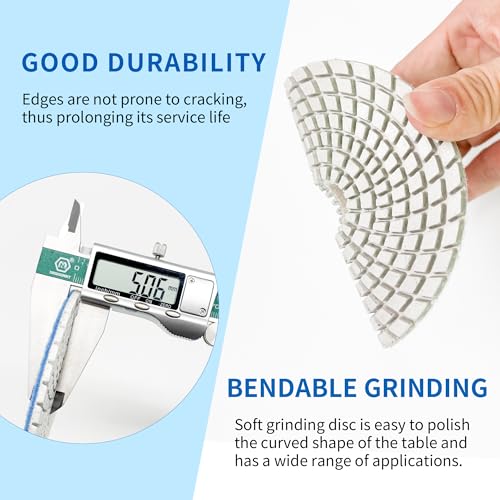 Diamond Polishing Pads Set 7 Inch Tile Wet Dry Polishing Pads Kit Including 5/8-11 Backer Pad for Drill Grinder Polisher,30-6000 Grit Granite Stone Concrete Marble Polish 12 pcs by DiamDr - Image 3