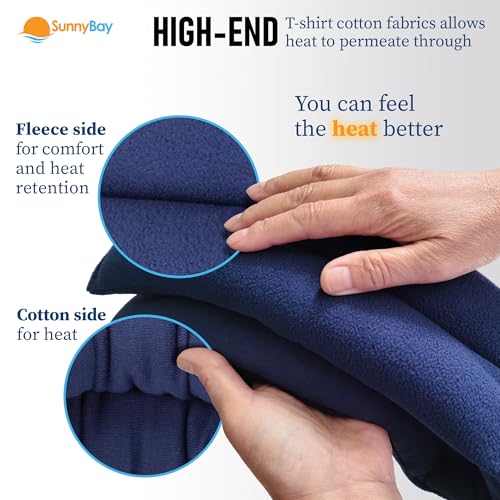 Image of SunnyBay Microwavable Heating Pads, Microwavable Moist Heated Neck and Shoulder Wrap, Versatile Weighted Beanbag Cold Pack or Warm Compress, 2.2 lbs, 26x4 Inches, Navy Blue, Pack of 2