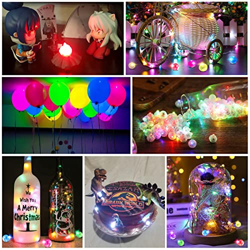 Image of ZGWJ 50PCs Warm White Balloon Lights Mini, Battery Powered, Long Standby Time Waterproof Tiny Led Round Flash Light for Paper Lantern Balloon Party Easter Eggs Wedding Christmas Halloween Decorations