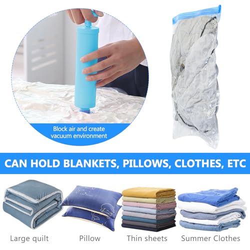 Tenbrachian 8 Stk Vakuumbeutel für Kleidung, 60 x 40 cm Kleine Reise Kompressionsbeutel, Vakuum Aufbewahrungsbeutel Kleidung, Vacuum Beutel, Vacuum Bags for Clothing Trave