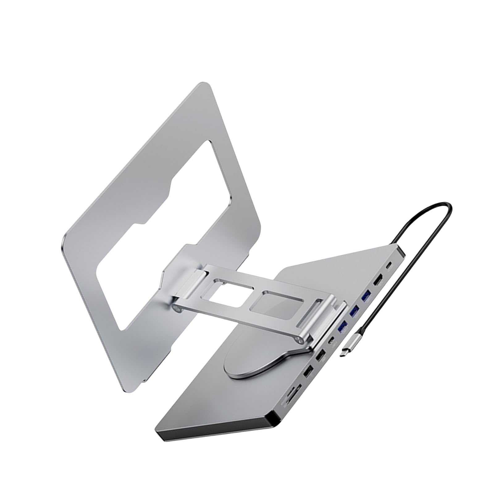 10 Port Laptop Docking Station with 360 Degree Rotate Base and Comprehensive Device Protections Aluminum Alloy