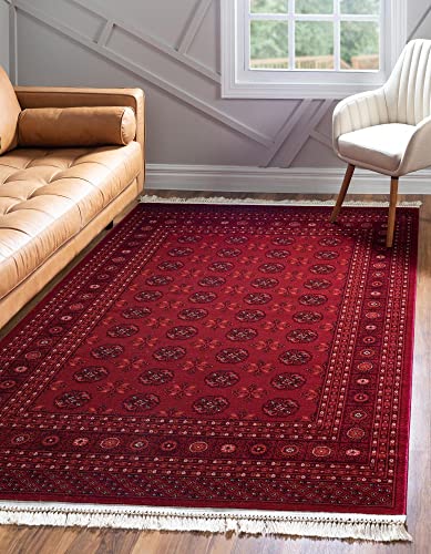 Rugs.com Bokhara Collection Rug – 5' x 8' Red Low Rug Perfect for Bedrooms, Dining Rooms, Living Rooms