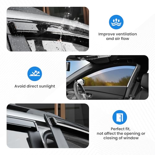 Image of Escape Rain Guards - Window Visors for Ford Escape 2020-2025 2026, Out-Channel Side Window Rain Guards for Escape Accessories, 4PCS, Black, Car Accessories