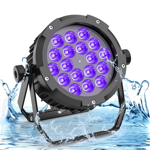 LED Par Light IP67 Waterproof 18X18W RGBWA+UV 6-in-1Stage Light, High Power Wash Strobe DJ Light with DMX Sound Activated Uplights for Events Christmas Night Disco Church Wedding Bar-1 Pack