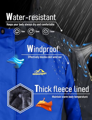 Image of MAGCOMSEN Men's Winter Ski Jacket Snow Water Resistant Jackets Warm Fleece Coats Snowboard Work Insulated Parka Raincoat