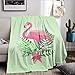 Coperta con fenicottero, morbida flanella, per ragazze, bambini, coperta in microfibra, adatta come regalo (fenicottero verde, 150 x 200 cm )