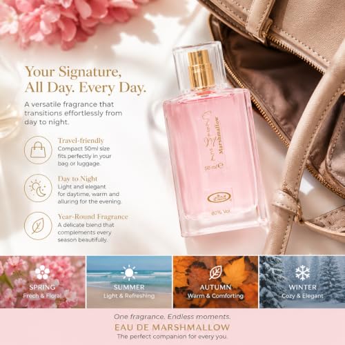 Image of Al-Rehab Choco Musk Marshmallow Eau de Parfum for Women - 50ml (1.65 oz) | Gourmand Perfume with Strawberry, Marshmallow & Cocoa | Sweet, Fluffy & Addictive | Long-Lasting Arabian Dessert Scent