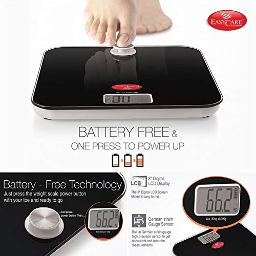 Image of EasyCare EC-3321 Battery Free and One Press To Power Up Weighing Scale (Black)