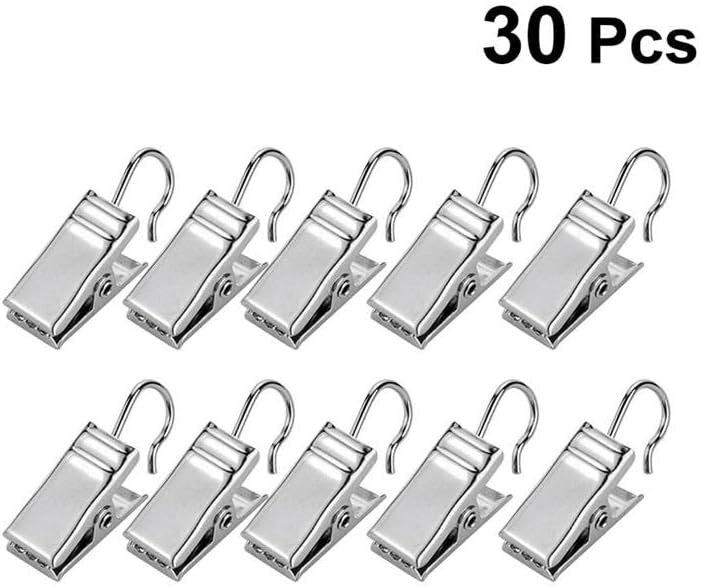 30 Pcs Curtain Clips Hook Heavy-Duty Metal Silver Socks Hangers Photo for Bathroom Outdoors image 4