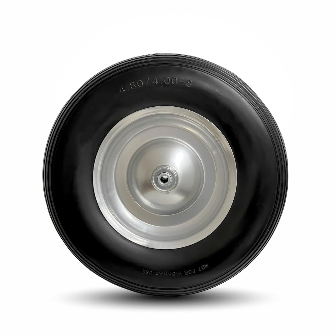 TAMS® Schubkarrenrad Vollgummi mit Achse grau Schubkarrenreifen 4.80/4.00-8 Metallfelge Pannensicher Ersatzrad Rad