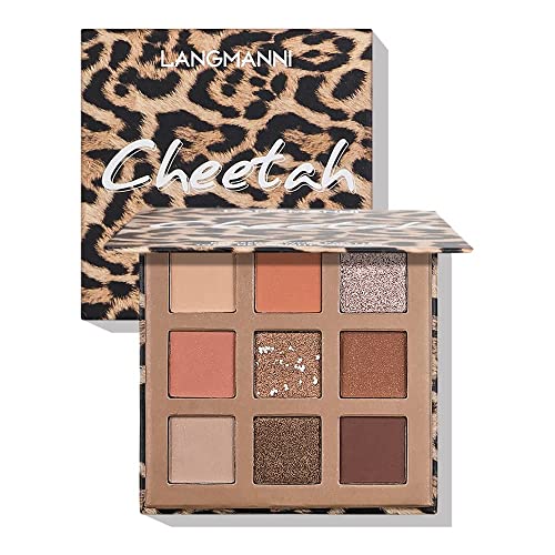 Quxun 9Colorful Eyeshadow Palette High Pigmented Makeup Palette Matte And Shimmer Glitter Eyeshadow Waterproof Long Lasting Eye Shadow Palette (CHEETAN)