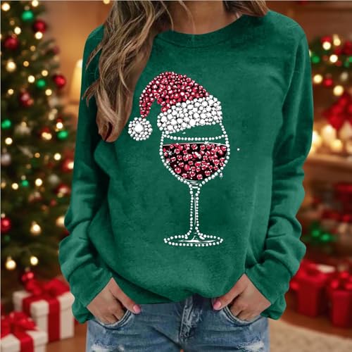 Christmas Shirts for Women Long Sleeve Christmas Graphic Tee Cute Crew Neck Holiday Tshirts Funny Loose Pullover Tops2