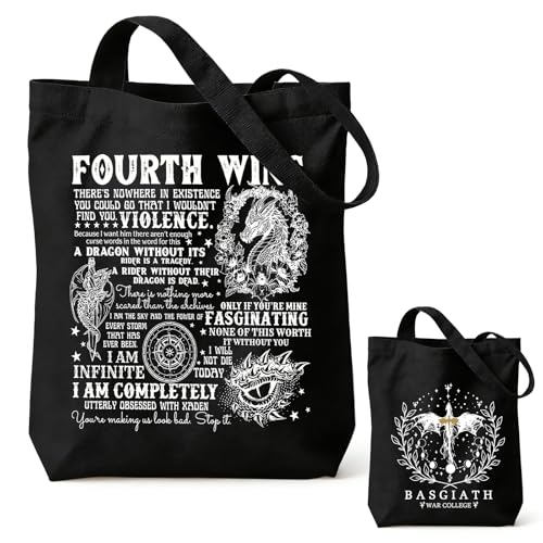 Image of Fourth Wing Canvas Tote Bags for Women, Reusable Dragon Tote Bag for Women, Durable and Foldable Shoulder Bags, Cute Travel Bag for School Gym Work, Book Lover Gifts for Women Men