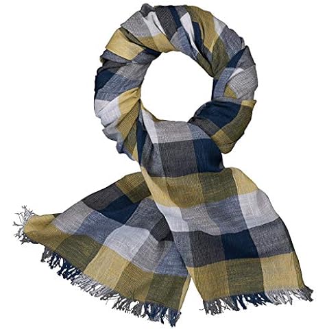 LINDENMANN Schal Herren blau/Herren-Schal dünn 100% Baumwolle Cover