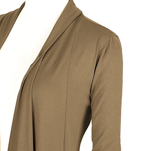 Urban CoCo Women's Drape Front Open Cardigan Long Sleeve Irregular Hem (M, Camel)