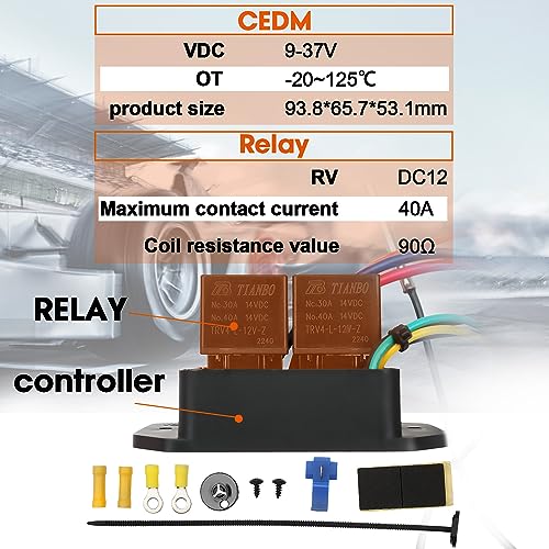 Fexhull DC-0444 Digital Radiator Fans Controller Swith 12V And 24V, Adjustable Temperature Range Digital Electric Thermatic Fan Switch Kit thumb #2