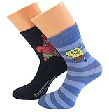 Sponge Bob Schwammkopf Motive lizenz Kinder Socken Doppelpack Motiv Sponge Bob, Farben alle:blautöne, Größe:31/34 bzw. 122/128