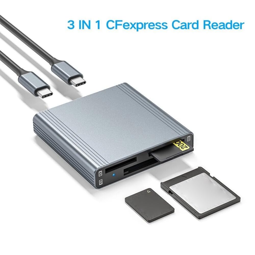 Lector de tarjetas para CFexpress tipo A + tipo B + tarjeta de memoria SD de alta velocidad 10 Gbps transferencia de datos USB 3.1 Gen 2
