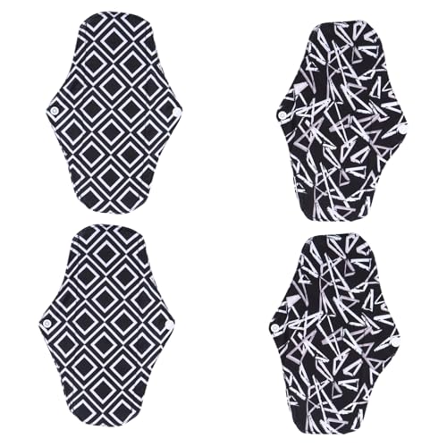 NIYANGLE 4 piezas Compresas Femeninas Lavables Bambú Absorbentes para Flujo Abundante Cómodas y Reutilizables Talla Color Aleatorio Color Aleatorio
