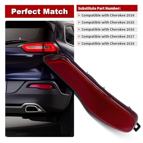 Image of Nakkaa Right Rear Bumper Reflector 68105144AC Compatible with Cherokee 2014 2015 2016 2017 2018 Passenger Side