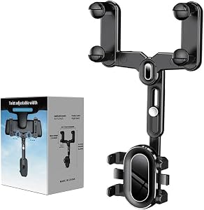 Rearview Mirror Car Phone Holder – 1PC 360° Rotatable & Adjustable Universal Phone Mount for Smartphones, Multifunctional Car Accessories, Secure Anti-Slip Design, Fits Most Mobile Devices